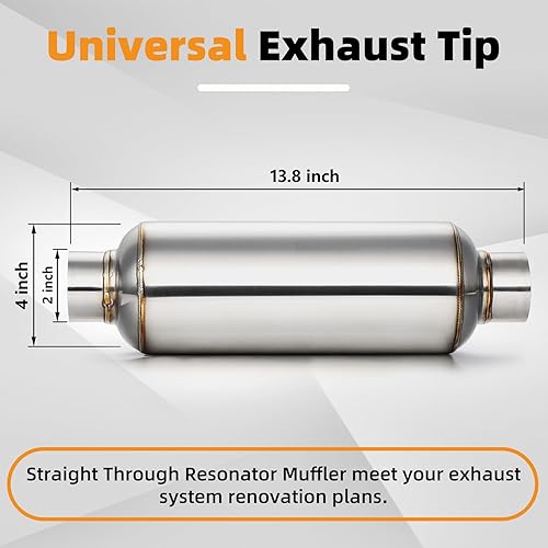 Miniatura 15 de A-KARCK Resonador de escape de entrada de 4 pulgadas, entrada de 4 pulgadas, salida de 4 pulgadas, silenciador de longitud total de 30 pulgadas, 1
