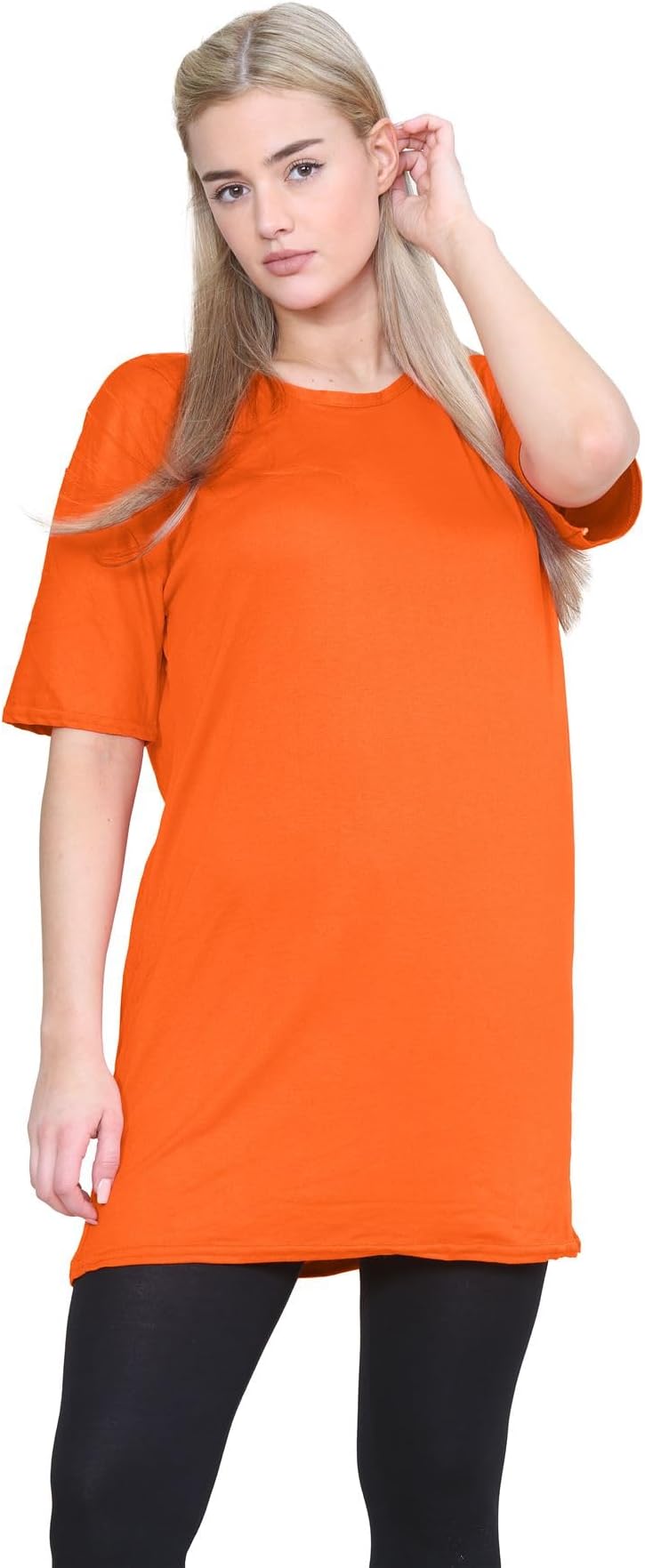 Oversized T Shirts for Women UK, Plain Round Neck Short Sleeve Tunic T Shirts, Comfortable Longline Pj Dress, Perfect Summer Ladies Tops