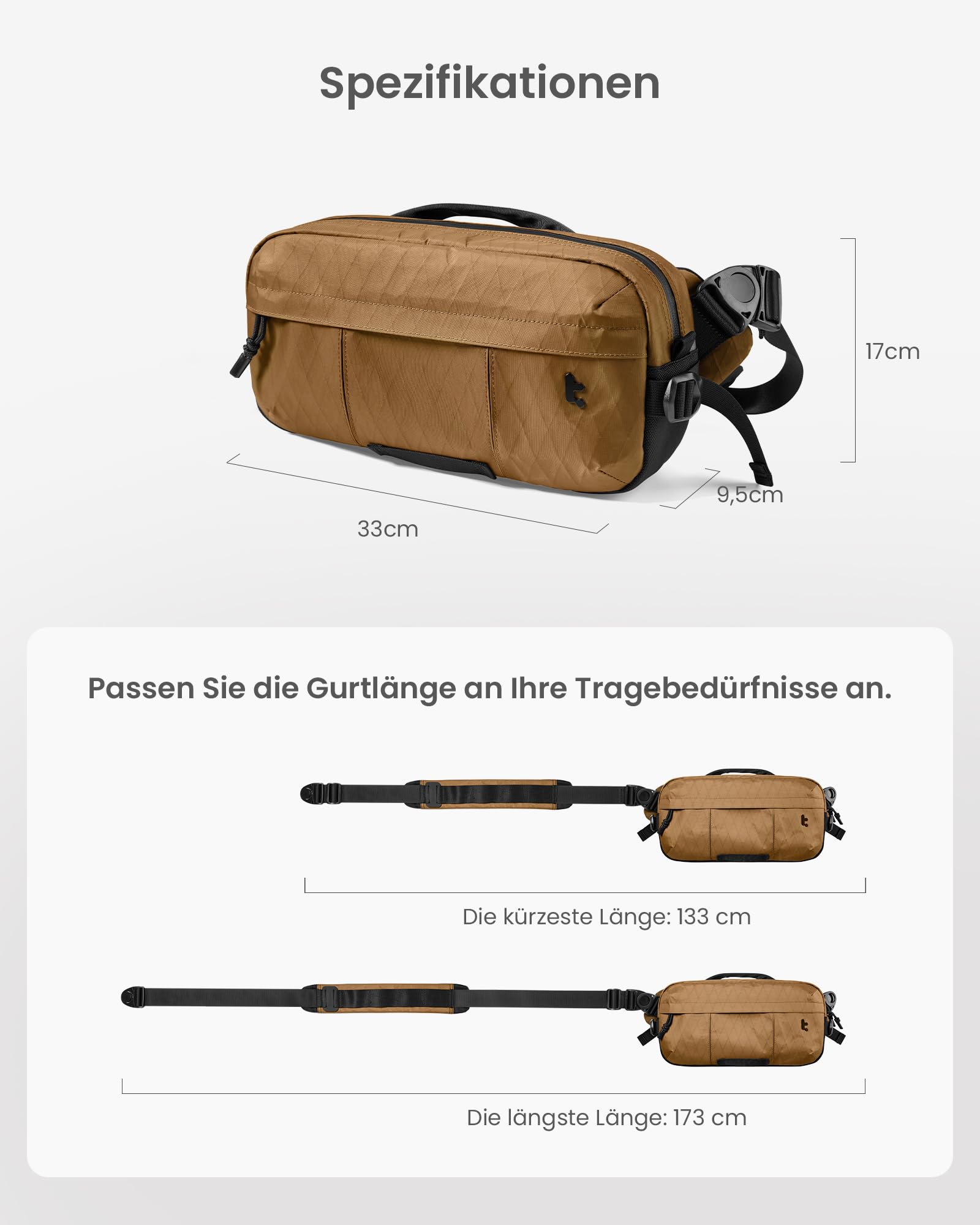 tomtoc X-Pac Nylon Sling Bag 5,5L Für Herren, Robuste EDC Umhängetasche | Passend Für ROG Xbox Ally (X), Switch 2 2025, Steam Deck, iPad Mini Und Zubehör, Crossbody Tasche Für Alltag, Wandern, Reise