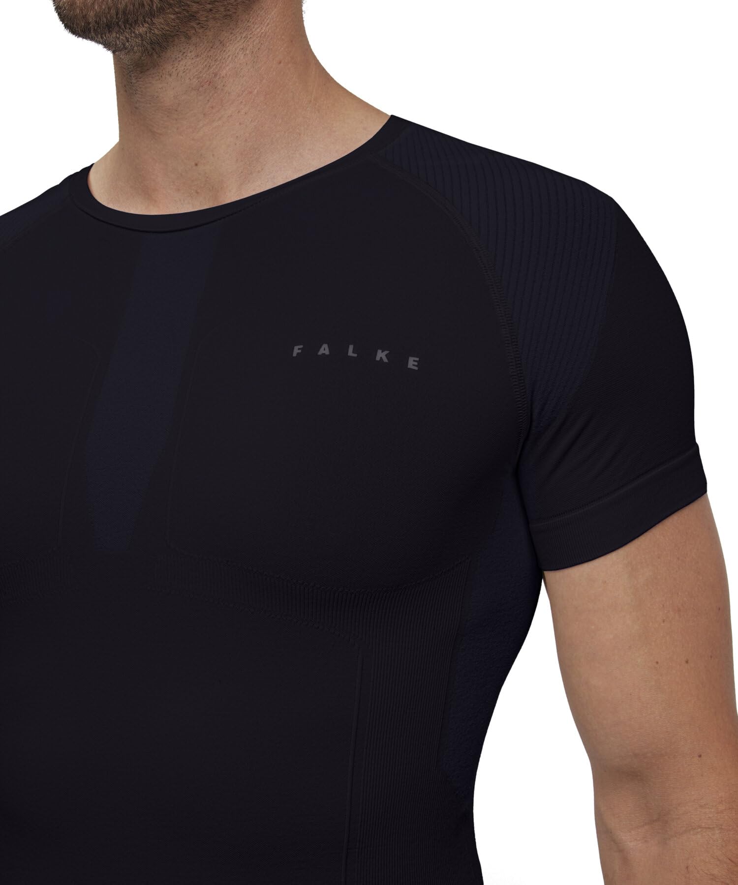 FALKE Mężczyźni Warstwa podstawowa (góra) Warm Round Neck M S/s Ts materiał funkcyjny szybkoschnące chłodzące 1 Sztuka, Czarny Black 3000, S