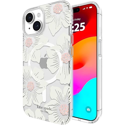 kate spade new york iPhone 15 Case/iPhone 14 Case/iPhone 13 Case, Compatible with MagSafe - Hollyhock Cream
