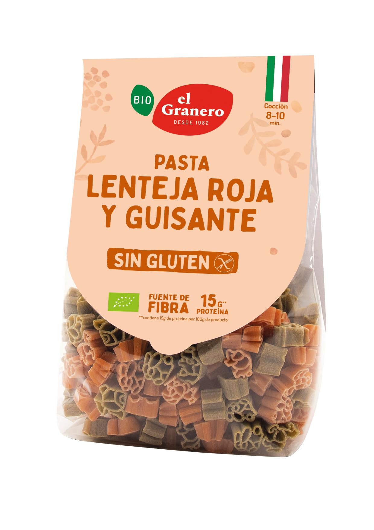 Pasta Lenteja y Guisantes Sin Gluten Bio - EL GRANERO INTEGRAL Apto Veganos