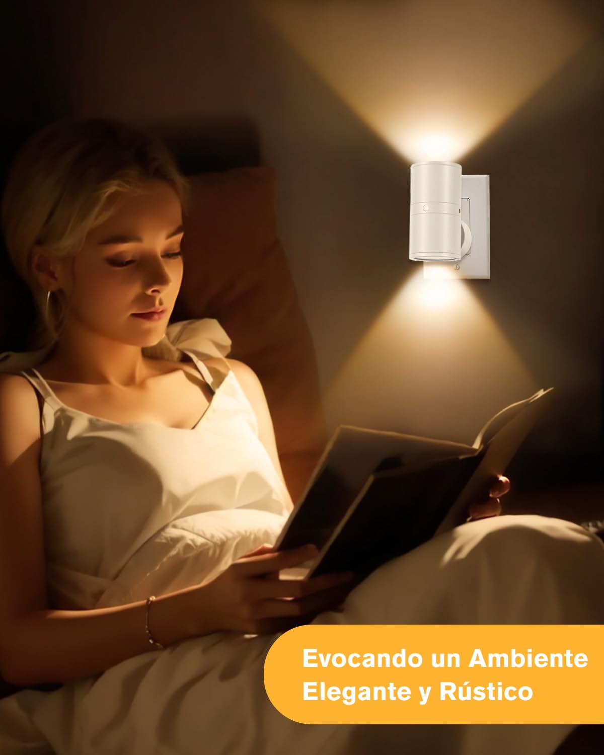 Enchufe de luz nocturna led, luz nocturna infantil enchufadas en la pared, Sensor del atardecer al amanecer, Blanco suave 3000K-4500K, Brillo ajustable de 0-100LM, Luzes nocturnas dimmables blanco