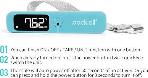 Miniatura 4 de pack all 110 Lbs Luggage Scale, Digital Handheld Luggage Scale, Travel Weight Scale for Luggage with Backlit LCD Display, Battery Included