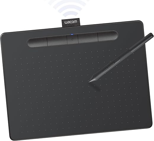 Wacom Intuos Medium Bluetooth Graphics Drawing Tablet, Portable for Teachers, Students and Creators, 4 Customizable ExpressKeys, Compatible with Chromebook Mac OS Android and Windows - Black