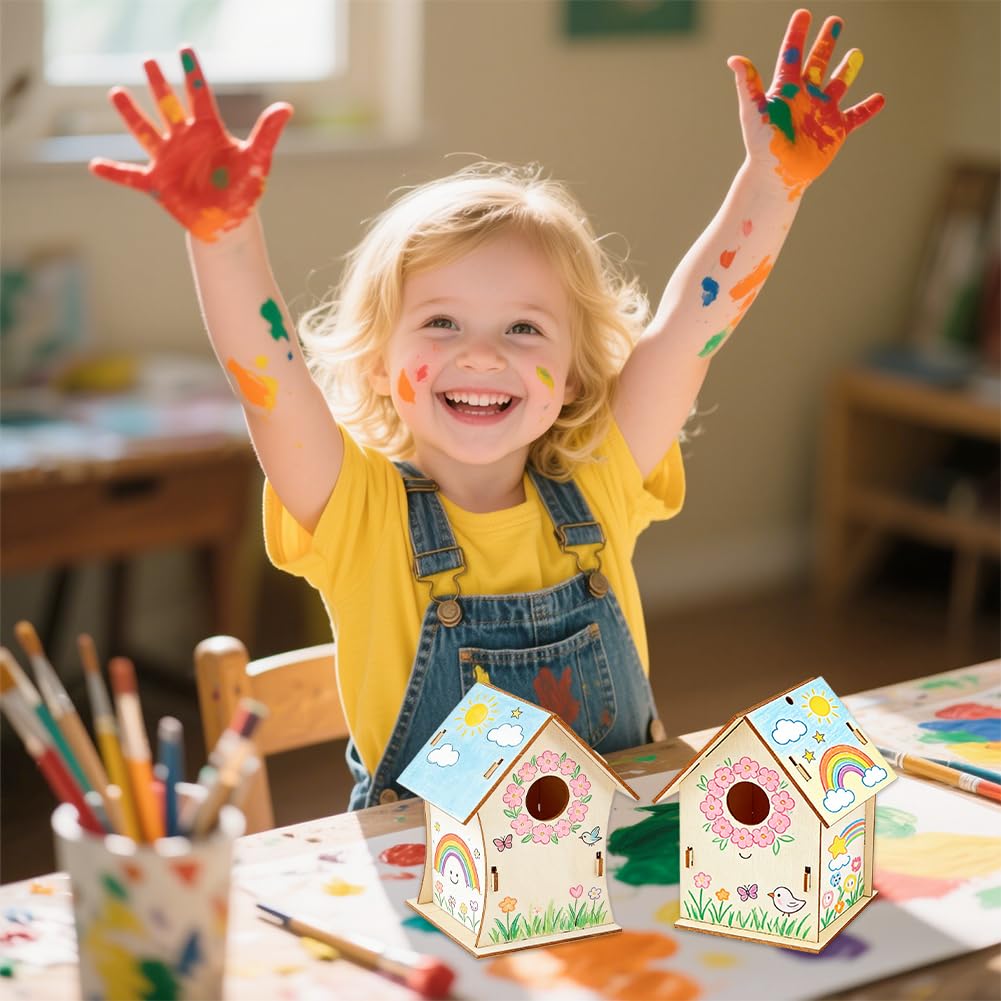 SUPERFINDINGS 24Pcs Kit Maison Pour Oiseaux En Bois Non Fini Pour Bricolage