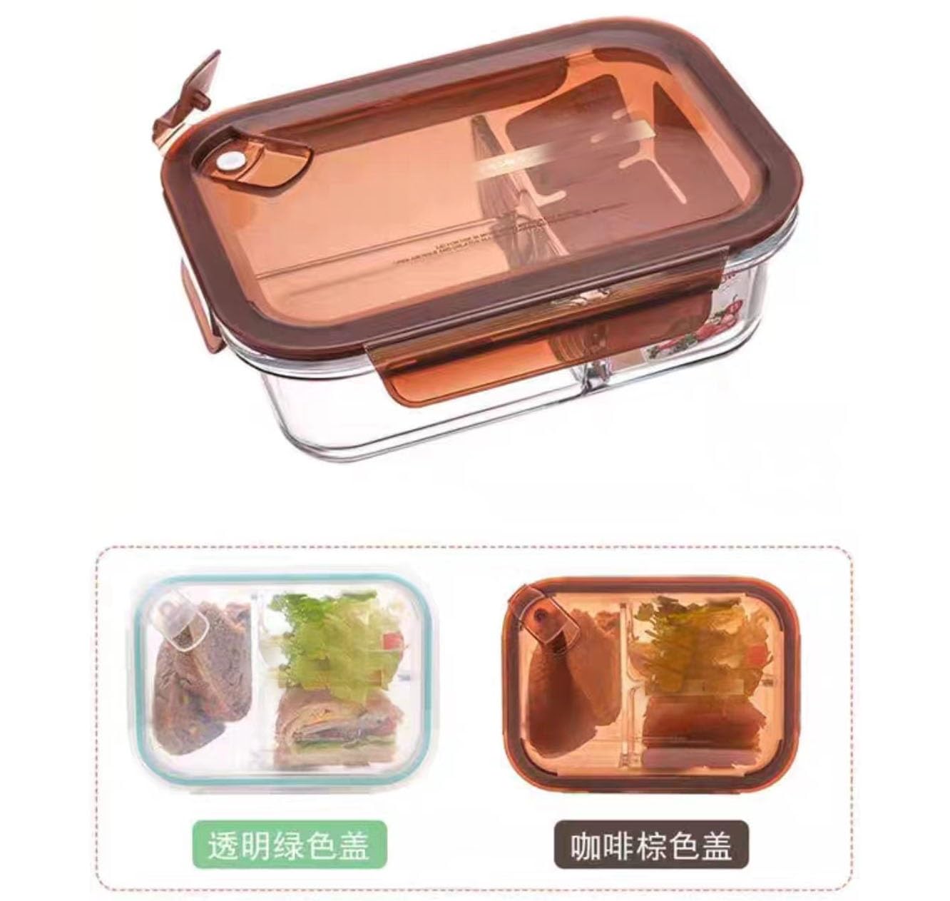 Lunch Box, Bento Box, Contenitore for la conservazione degli alimenti, Lunch Box in vetro for la conservazione degli alimenti, Lunch Box completamente isolato e separato, Il forno a microonde può risc