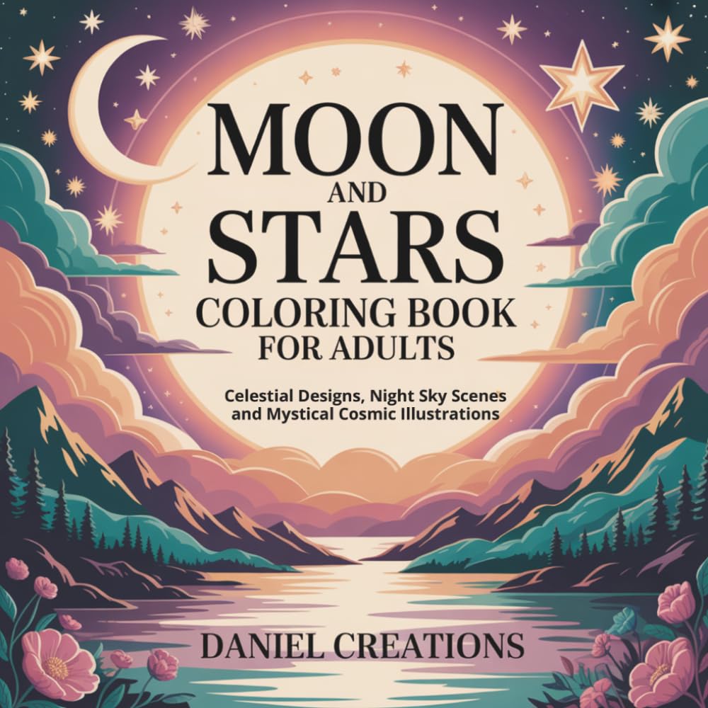 Moon and Stars Coloring Book for Adults: Celestial Designs, Night Sky Scenes and Mystical Cosmic Illustrations