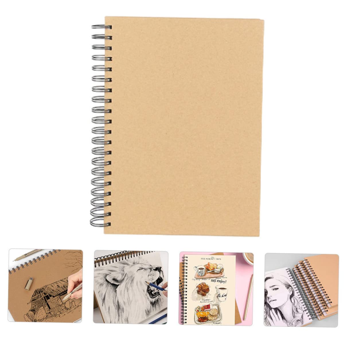 PLAFOPE Amateur Skizzenbuch mit 60 Blatt Dickem Papier Blanko Zeichenblock für Schüler Flach Liegendes Malbuch zum Zeichnen und Skizzieren