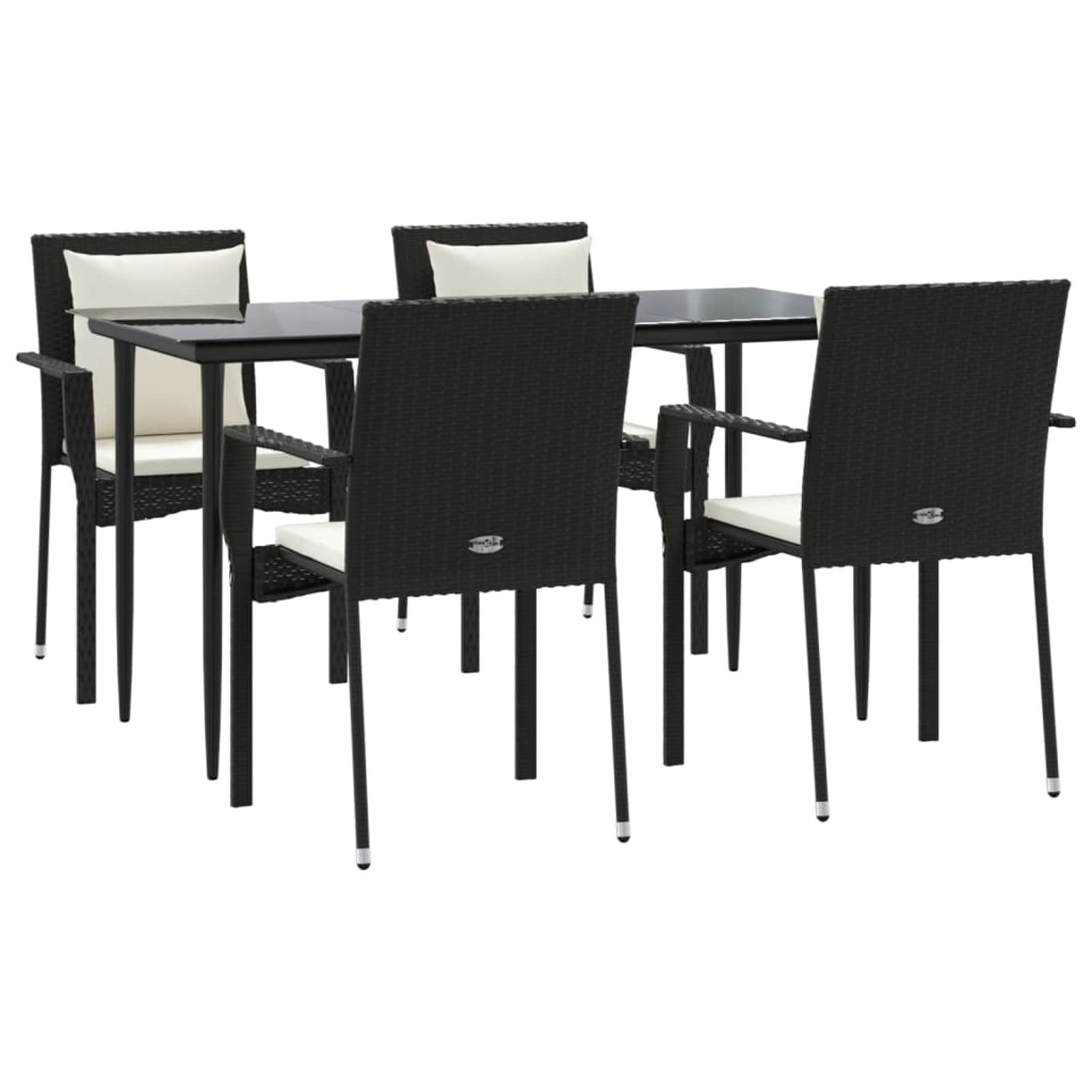 3185097 Set da Pranzo da Giardino 5 pz Nero con Cuscini in Polyrattan Testata in Legno,Testata Letto Matrimoniale Muebles Dormitorio Spalliera Letto Testiere per Letto Matrimoniale