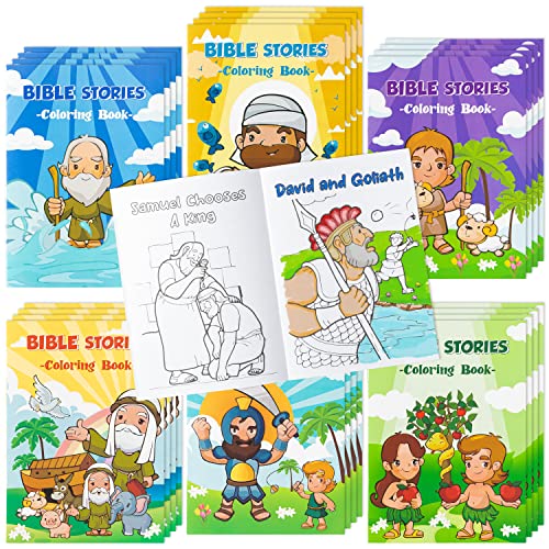 Zainpe 24Pcs Christian Bible Stories Coloring Books for Kids Bible Study Easter Theme DIY Art Drawing Book Jesus Noah's Ark Pattern Color Booklets Party Favors Supplies Birthday Gift Goodie Bag Filler
