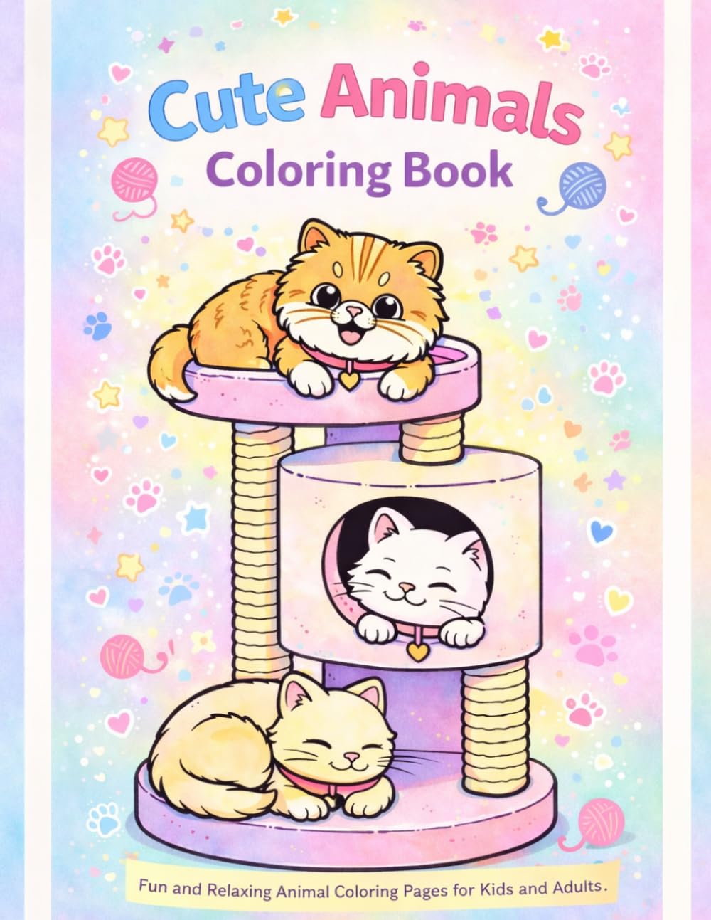 Cute Dogs and Cats Coloring Book: Fun and Relaxing Cat Coloring Pages for Kids, Teens, and Adults