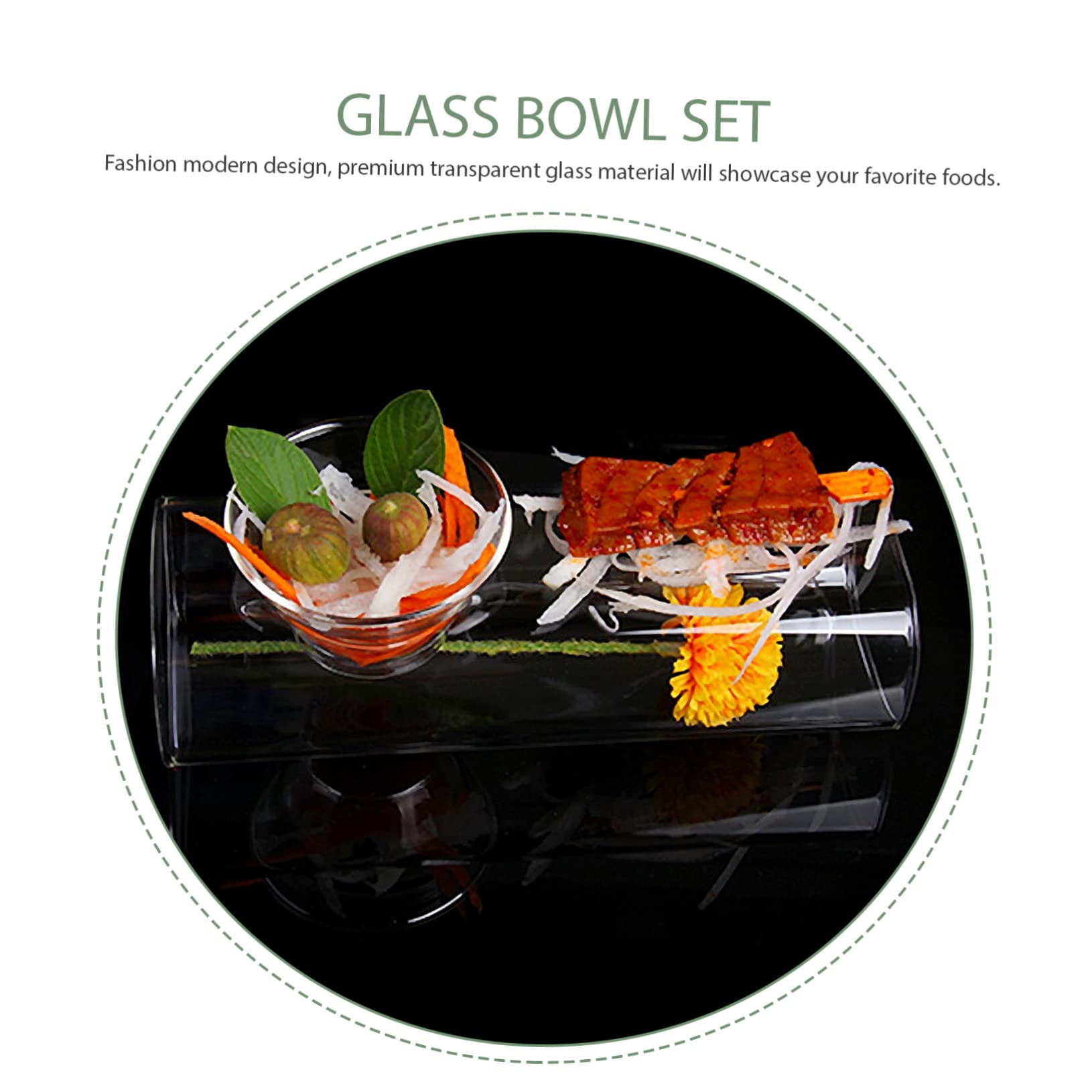 Veemoon Saladier Verre avec Récipient à Glace Carbonique pour Bar Et Desserts Individuels Bol Transparent Décoratif pour Fruits Et Salades