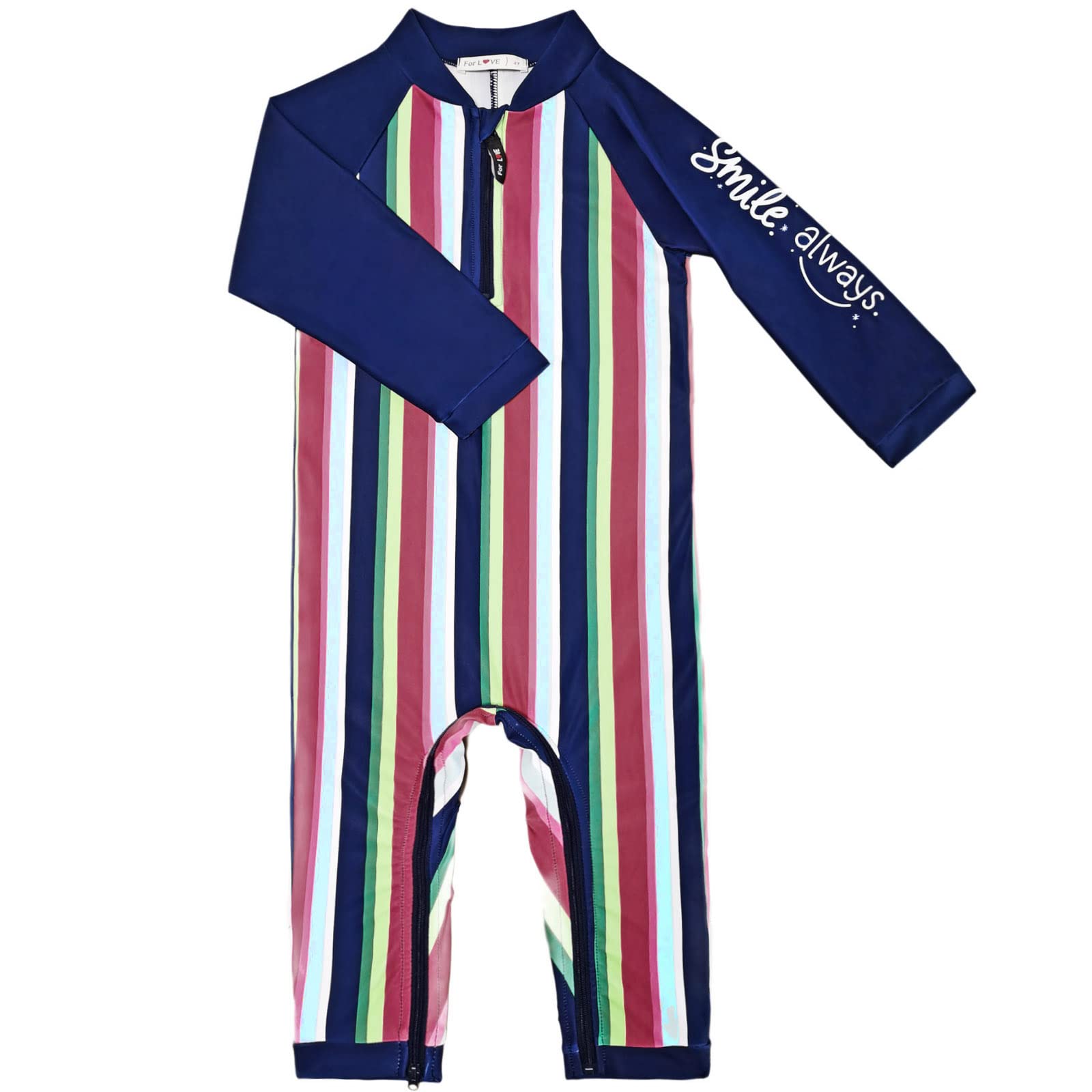 weVSwe Baby Toddler Rash Guard Swimsuit with Crotch Zipper Rainbow Stripe Sun Protection Swimwear 2 Years