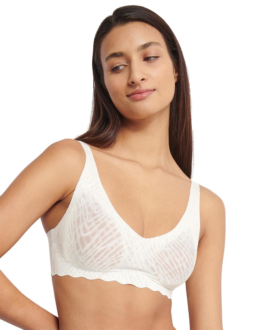 Sloggi Women's Zero Feel Bliss Soft Bra Bra, Silk White, M