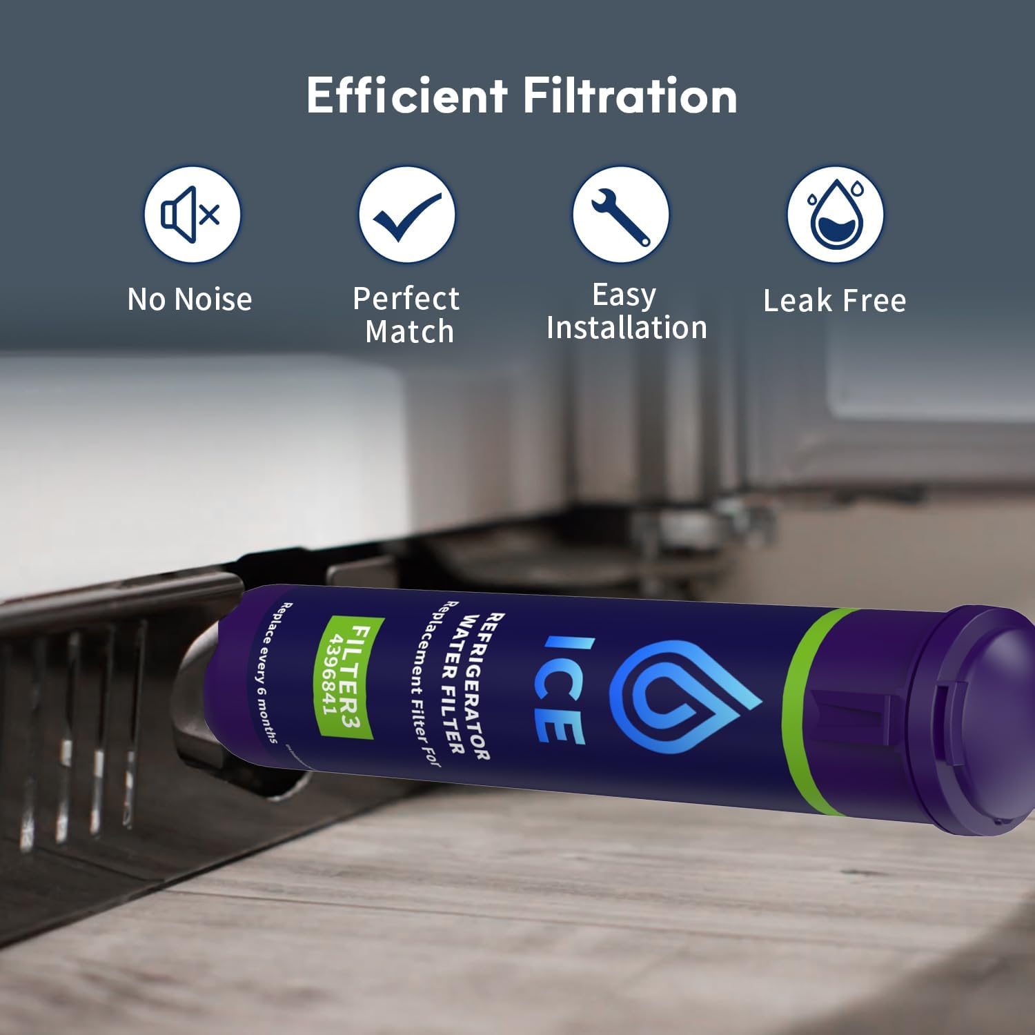Perfect Ice Refrigerator Water Filter Compatible with Whirlpool EDR3RXD1,EDR3RXD1B,4396841,4396710,4396710P,4396710B, Kenm0re 9083,9030,46-9030(3 Pack Blue) - Image 5