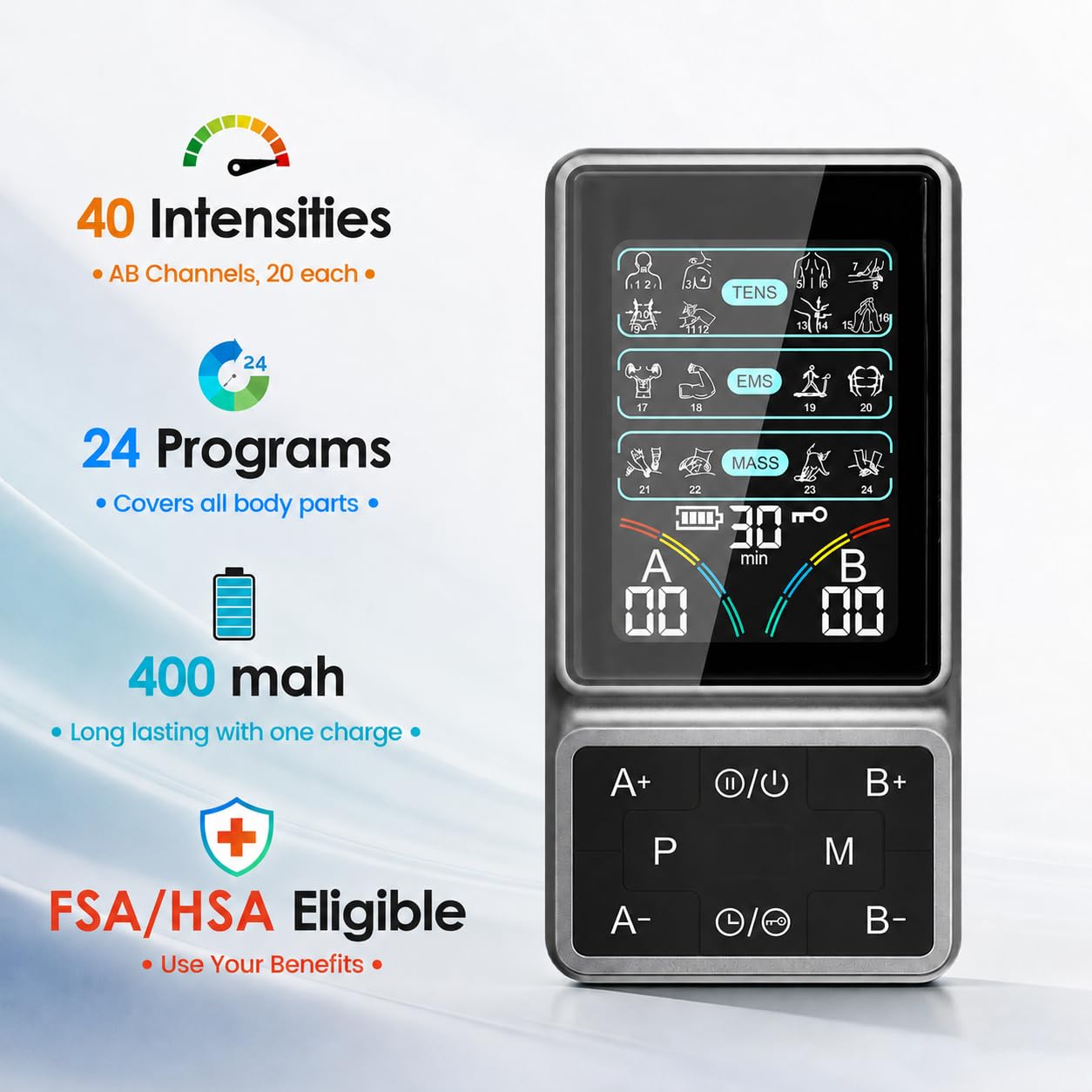 FDA Cleared TENS Unit Muscle Stimulator, HD Color Screen & 24 Modes — Amazon image 5