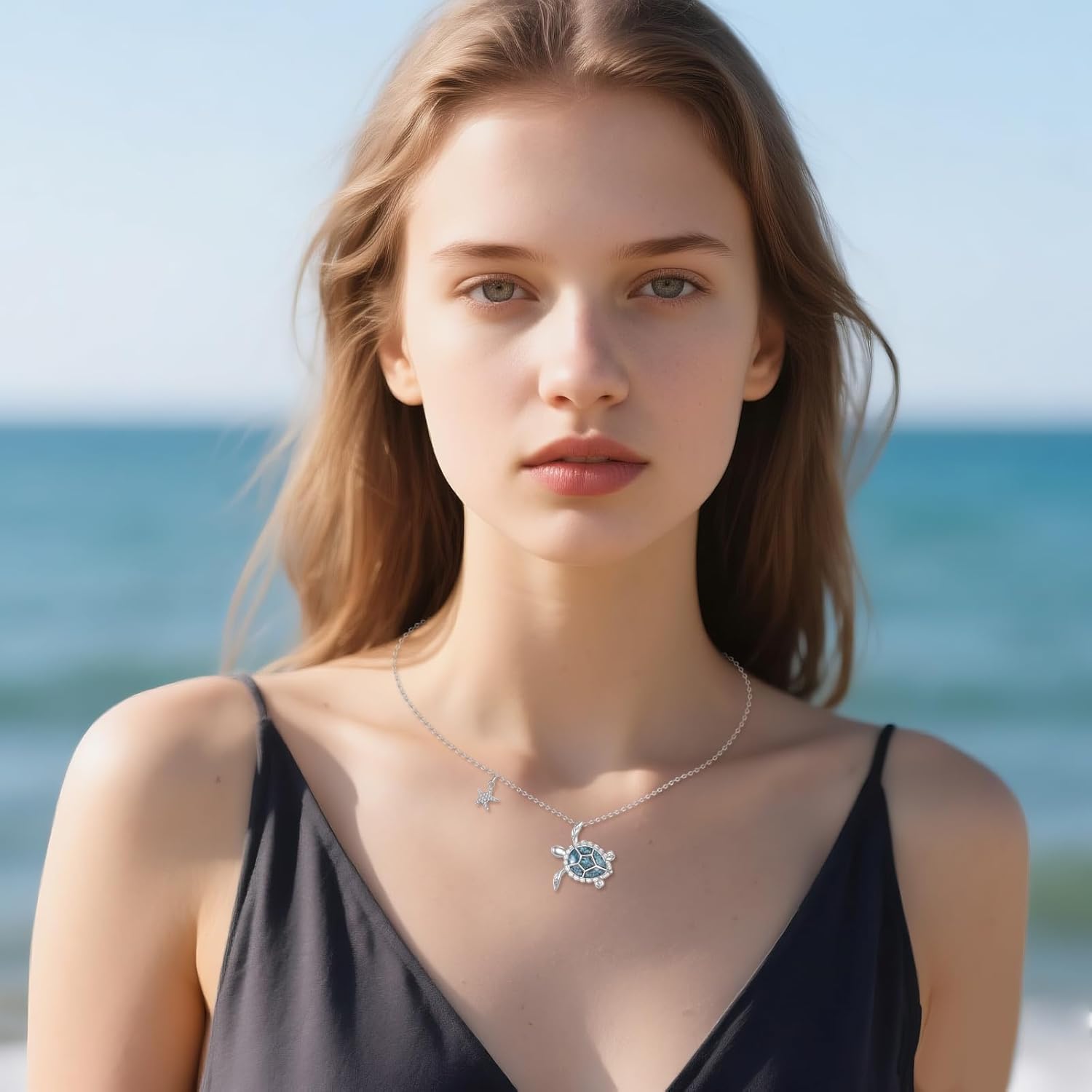 Shark Necklace 925 Sterling Sliver Crystal Shark Wave Pendant Ocean Jewelry Gifts for Women Female Mother Lover - Image 4