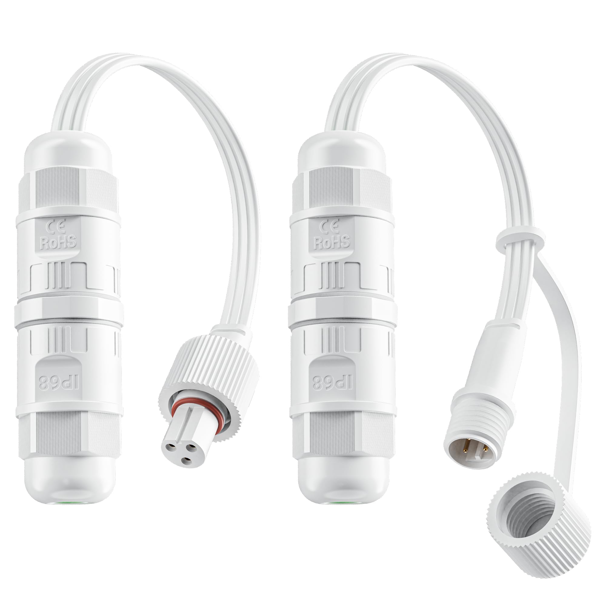 Splice Connector (2 Pack) for Govee Cuttable Outdoor Lights — Compatible with Govee H706A, H706B, H706C, H703A, H703B, Waterproof Extension Cable Wire Connector (Male and Female Set)