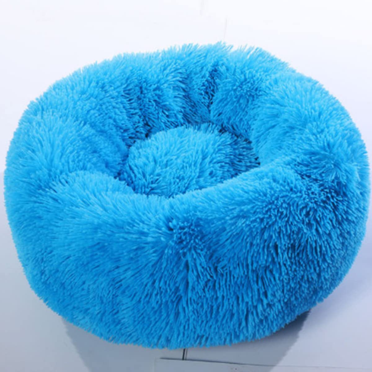 Calming Dog Bed Cat Bed, Washable Round Dog Bed Anti-Slip Fluffy Faux Plush Donut Cuddler Cat Bed for Small Medium Large Dogs - Waterproof Bottom diameter35in