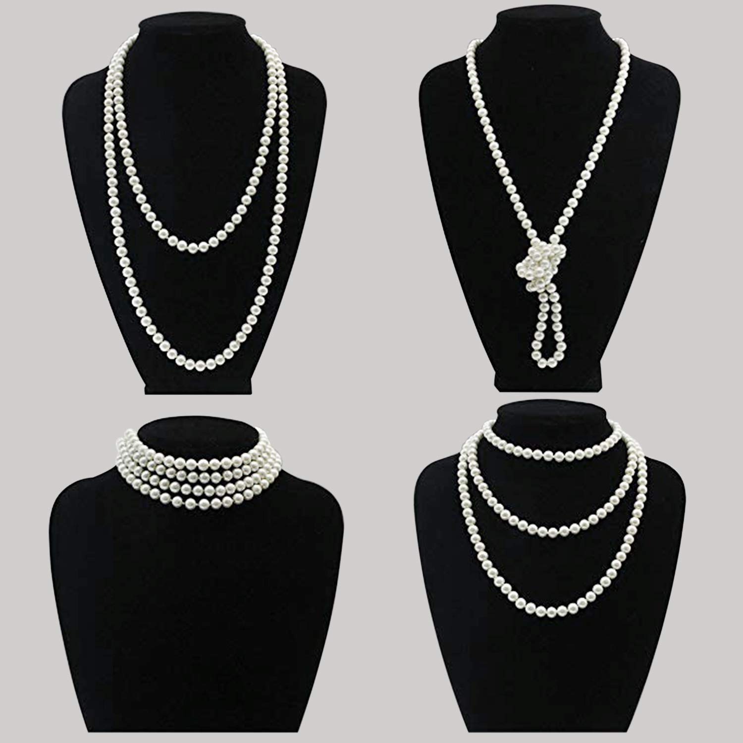 Set Accessoires Gatsby Années 20 - Collier Perles, Bandeau à Clapet, Gants Satin, Poteau Et Boucles - Costume Charleston