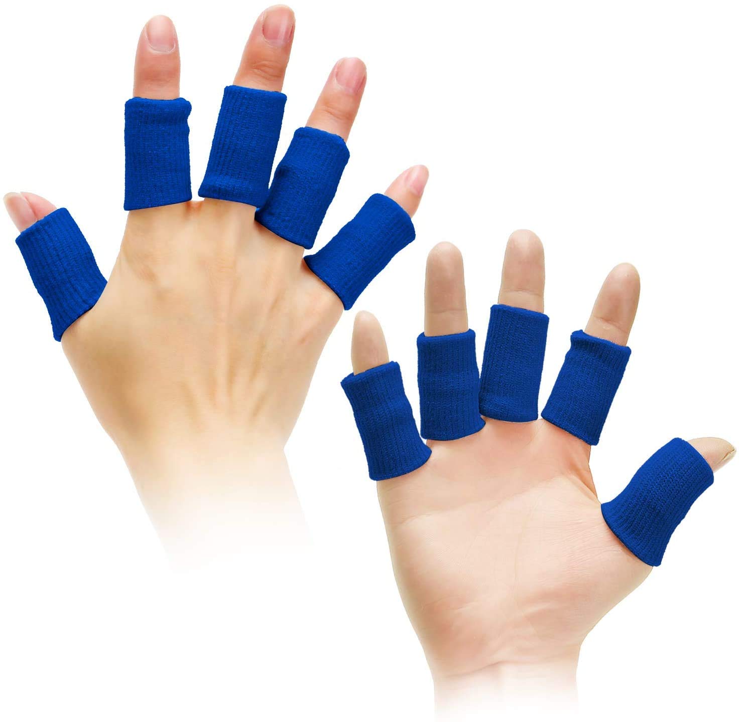 Cute critters 10pcs Finger Sleeves Protectors Thumb Brace Support Elastic Compression Protector for Relieving Pain, Arthritis,Trigger Finger, Sports (Blue)