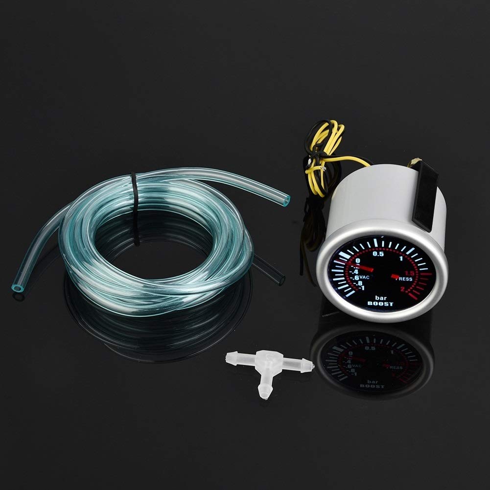 Manometre pression turbo, 2" 52mm Universel LED Bar Manomètre Turbo Mètre Jauge