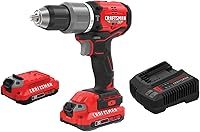 CRAFTSMAN V20 Brushless 1/2-Inch Cordless Hammer Drill Kit with 2 Batteries & Charger - Powerful Masonry Drilling
