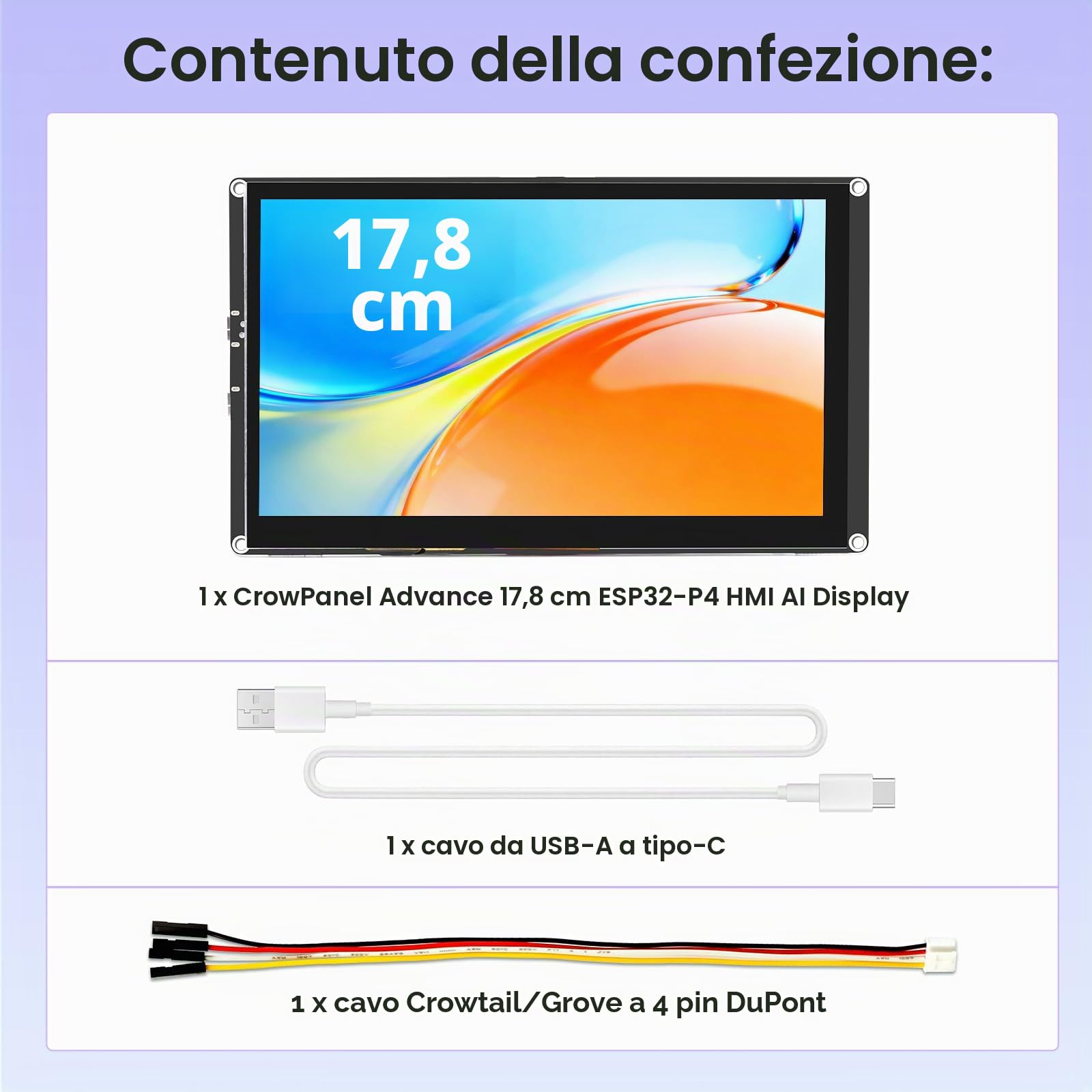 ELECROW ESP32 Display 1024x600, 7 pollici HMI ESP32 IPS Touch Screen, Supporto AI Interazione Speech, Processore Dual-Core ESP32-P4, Fino a 400MHz, Compatibile con Arduino, ESP-IDF, LVGL (senza