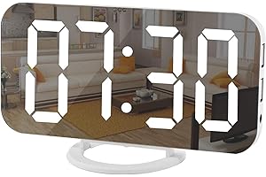 SZELAM Digital Mirror Alarm Clock with Dimming Mode