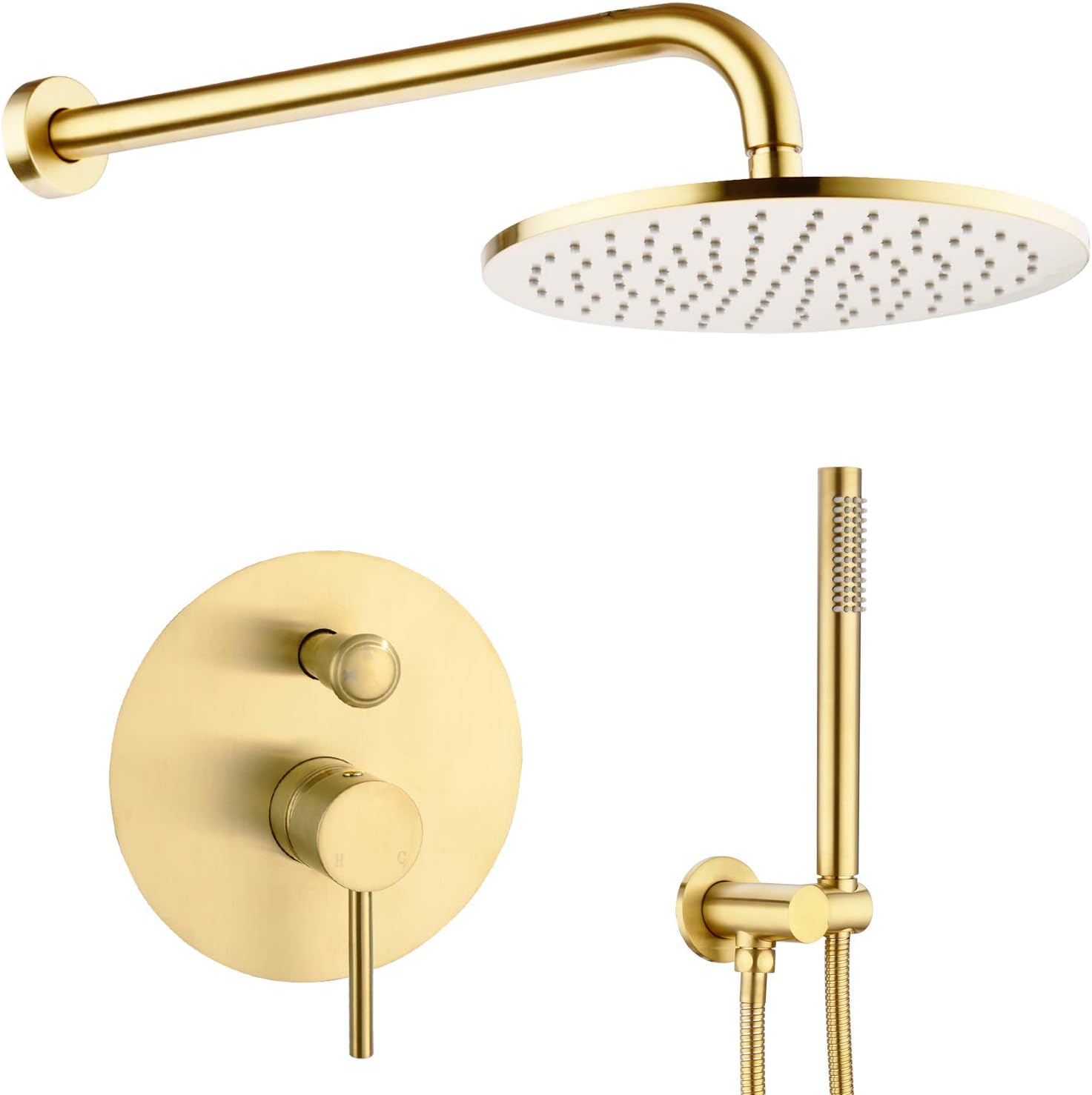 🔥 Cashback up to 70% TRUSTMI 10 inch Round Bathroom Luxury Rain Mixer Combo Set Wall Mounted Rainfall Shower Head System Brushed Gold, (Contain Faucet Rough-in Valve Body and Trim)