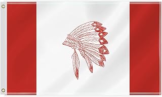 3×5 FT Canada Native Flag,Large Canadian Indigenous Feather Crest Decor,Double Side Digital Printed 150D Polyester Banner With Canvas Header Brass Grommet For Outdoor Indoor Parade Car
