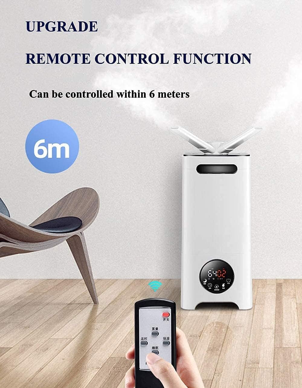 Humidificadores para dormitorio, industriales, de vapor frío, para bebés, con ultrasonido, control remoto, silenciosos, gran capacidad comercial, 13 L.