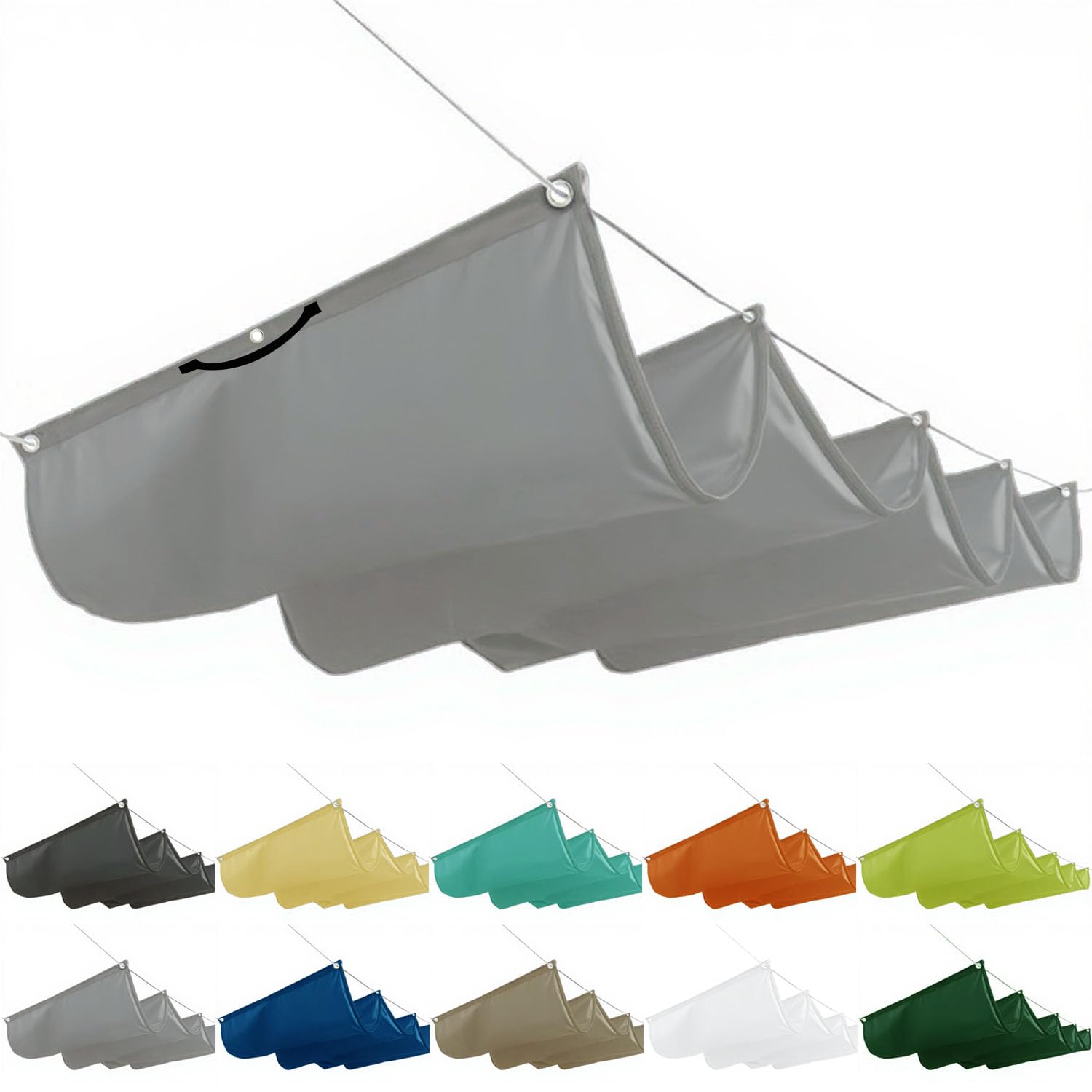 Conservatory Shade 3 x 4 m, Glass House Shade, Canvas Retractable with Eyelets and Rope for Patio Roof, Conservatory Garden Roof, Light Grey