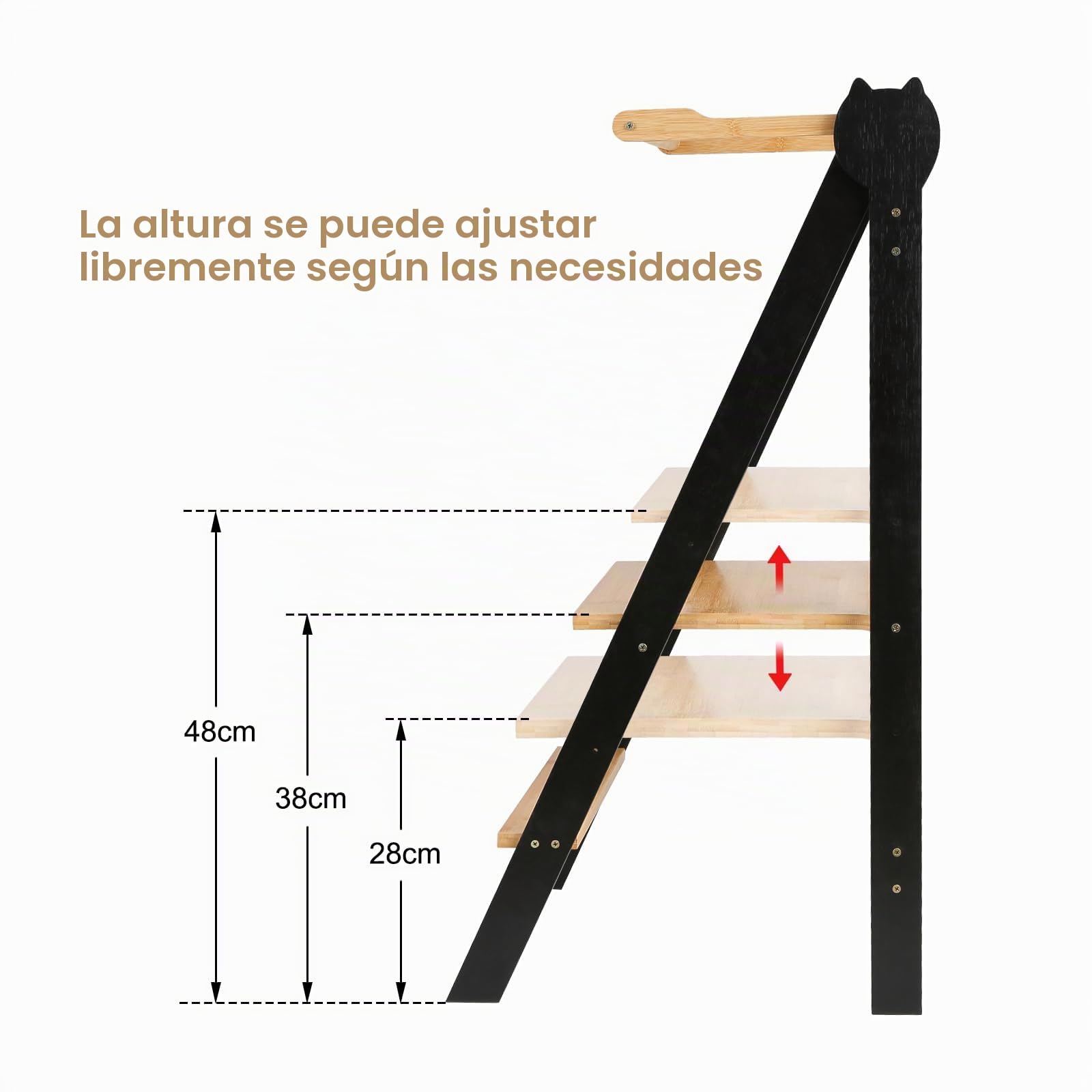 Montessori - Torre plegable multifuncional de madera de abedul natural para niños, diseño seguro, 88 x 45 x 45 cm, color negro, mejora el desarrollo infantil y la independencia