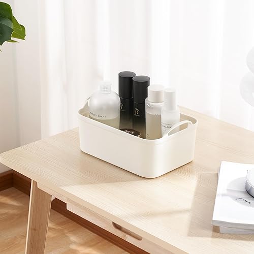 Miniatura 5 de FITYE-KY 5 unids contenedores de almacenamiento de plástico con tapas para estantes cajones escritorio armario sala de juegos aula offic