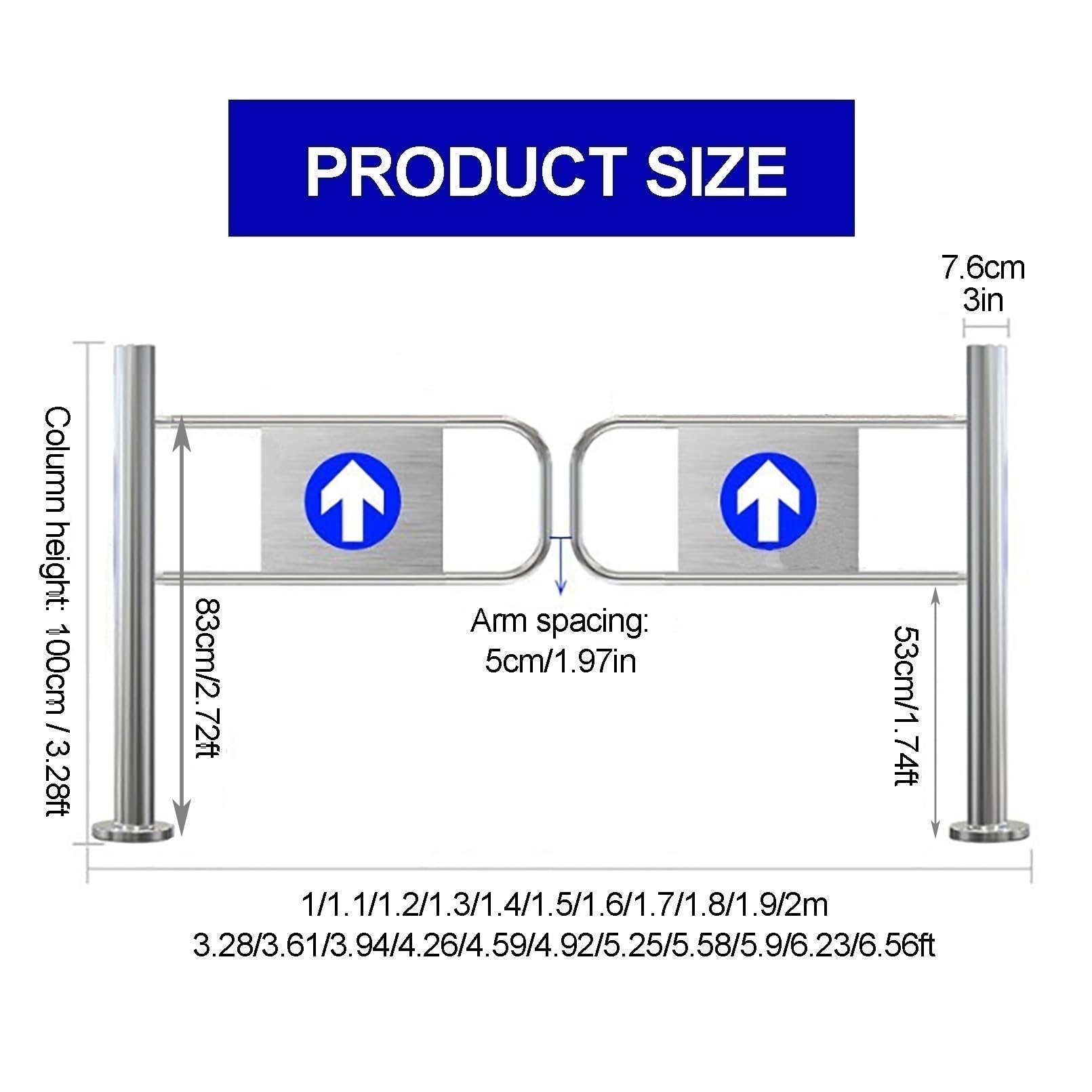 Porta girevole 90° MetalGateSteelLockingfor Negozi &1x1m (3.28x3.28ft)