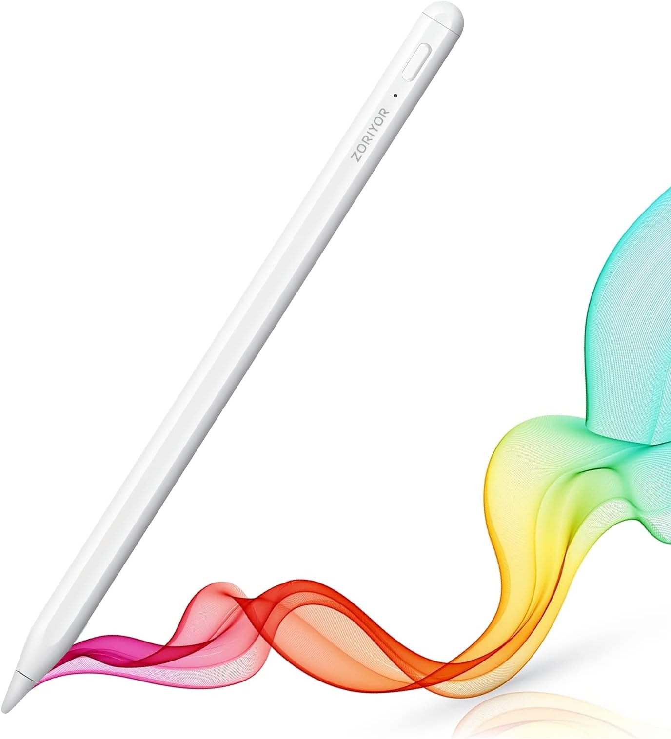 ZORIYOR iPad Stylus Pen with Palm Rejection - Tilt and Pressure Sensitivity - Compatible with Apple iPad 6/7/8/9/10, Air 3/4/5, Mini 5/6, Pro 11"/12.9" - White