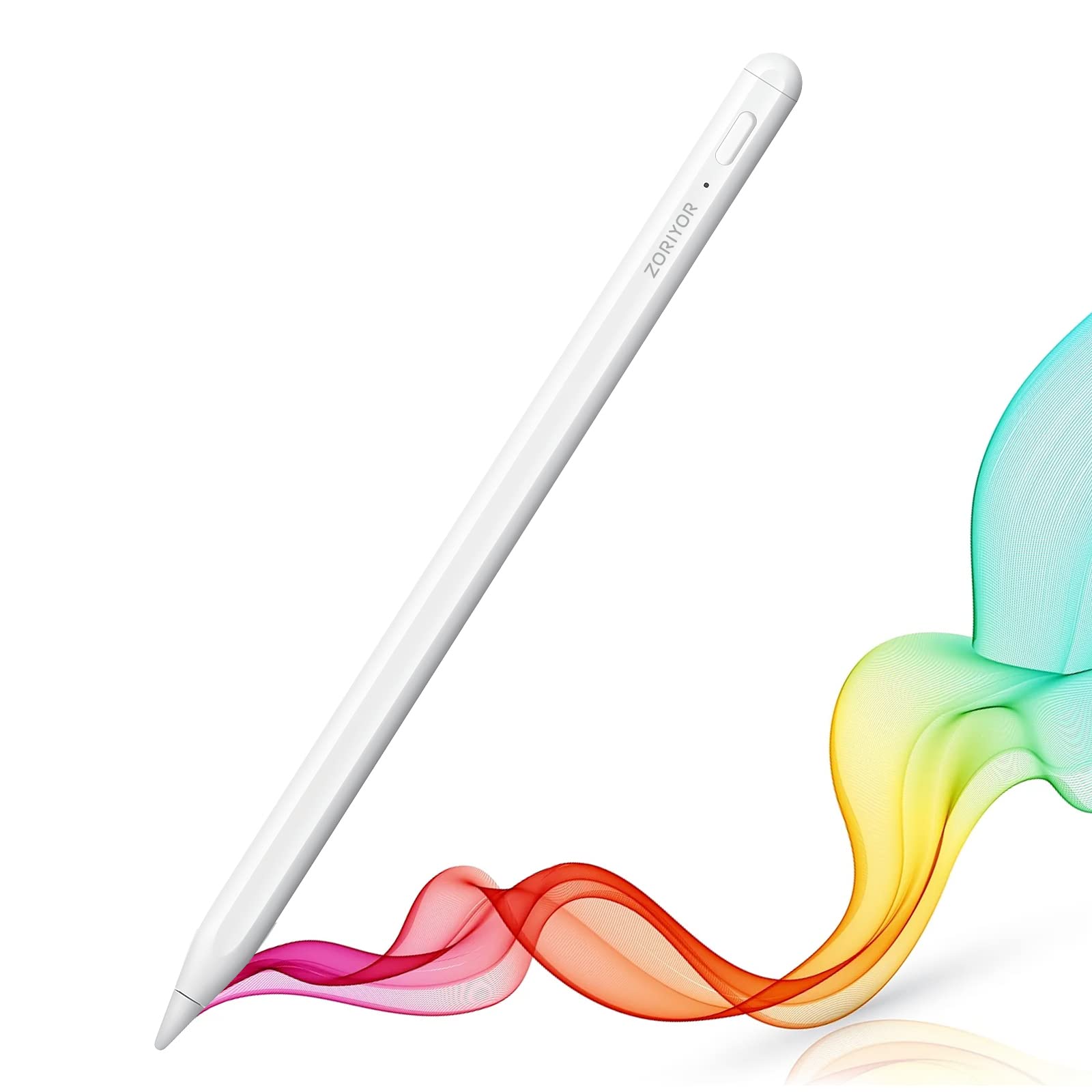 ZORIYOR iPad Stylus Pen with Palm Rejection - Tilt and Pressure Sensitivity - Compatible with Apple iPad 6/7/8/9/10, Air 3/4/5, Mini 5/6, Pro 11"/12.9" - White