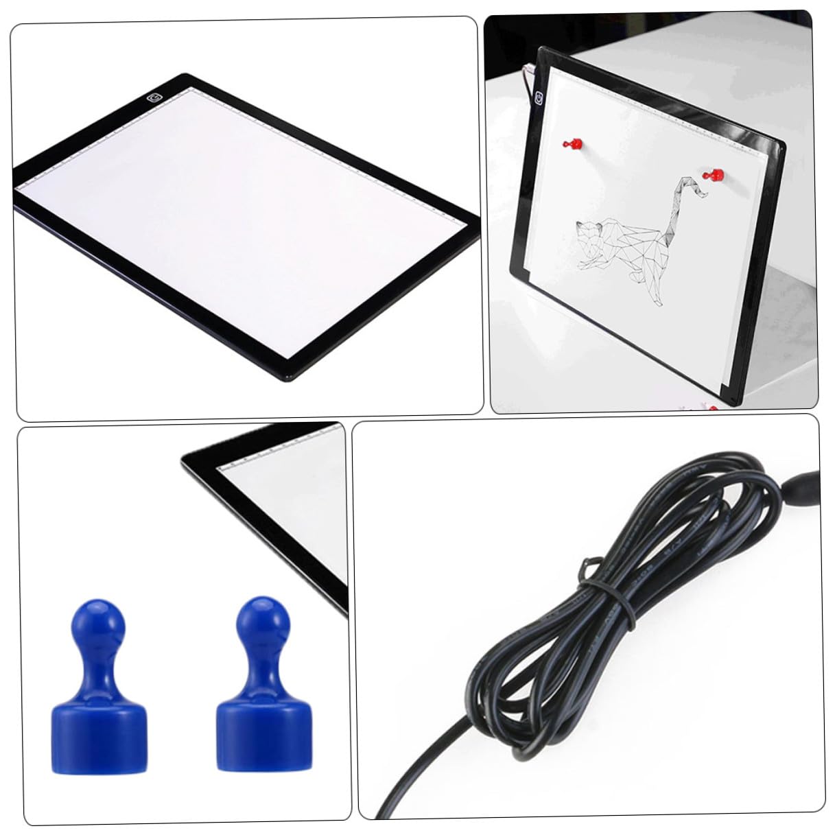 NIYANGLE Table Lumineuse A4 en Acrylique Blanc Câble USB et Aimants, Planche à Dessin Magnétique Légère pour Croquis et Pratique de Peinture
