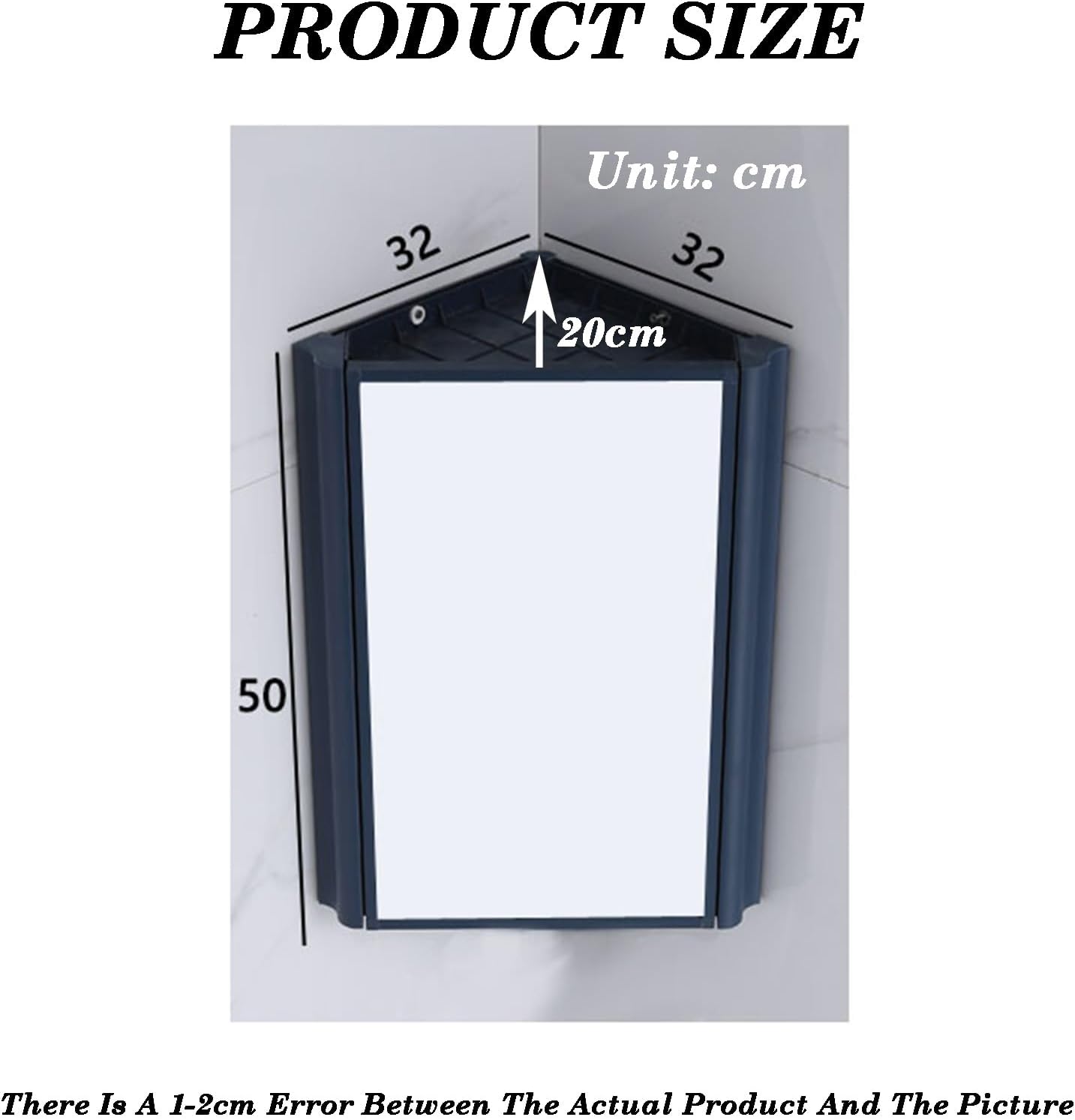 Corner Cabinet with Mirror,Single Door Bathroom Wall Mount Mirror Cabinet,Aluminum Alloy Frame HD Mirror,Ventilation Design,for Bathroom Bedroom(Blue)