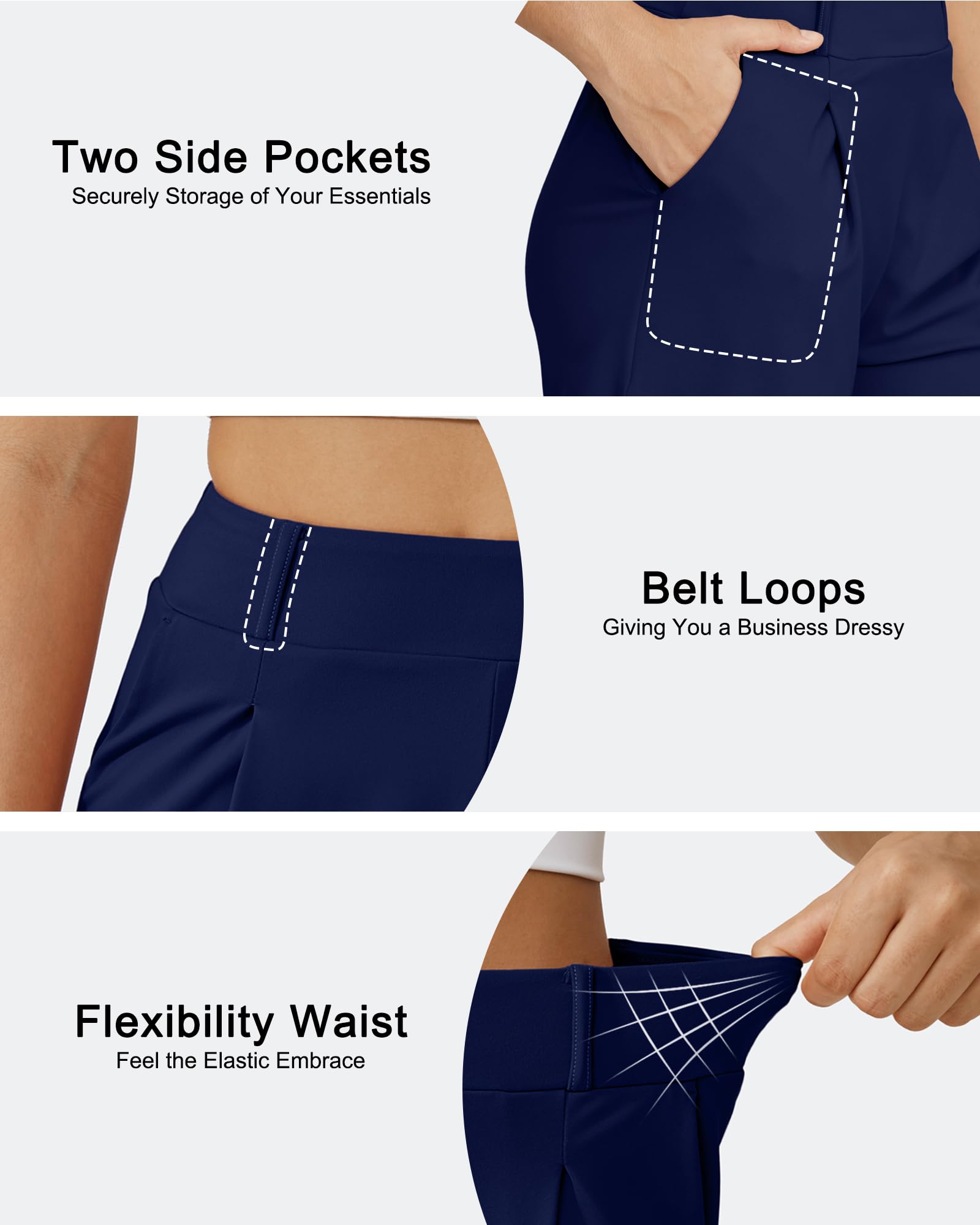 G4Free Pantalones cortos de moda para mujer, elegantes, informales, de cintura alta, plisados, con bolsillos | Cintura elástica alta, trabillas para cinturón, dos bolsillos laterales, comodidad durante todo el día