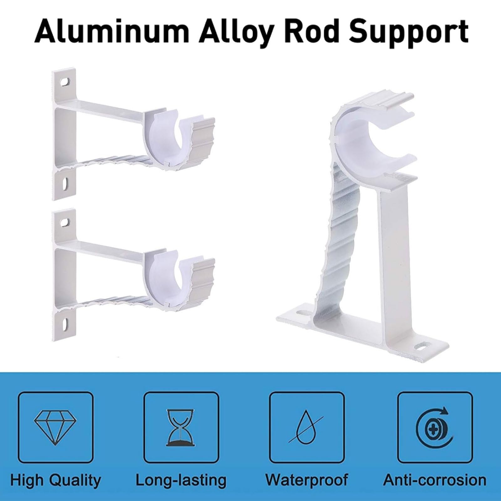 Staffe Per Aste Tende Da Soffitto - Supporto Per Asta 2,5 Cm - Set Da 2, Bianco, Con Viti Incluse - 5
