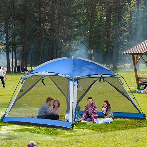 Outsunny-12-x-12-Screen-House-Room-8-Person-Camping-Tent-wCarry-Bag-and-4-Mesh-Walls-for-Hiking-Backpacking-and-Traveling-Easy-Set-Up-Royal-Blue