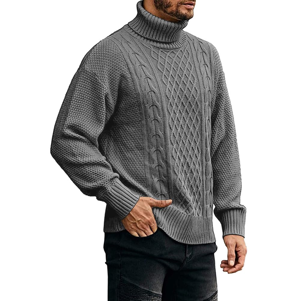 Maglione Dolcevita Uomo Invernale Collo Alto Trecce Pullover Lupetto Maglia Treccia Maglieria Maglioni Casual Caldo Sweater