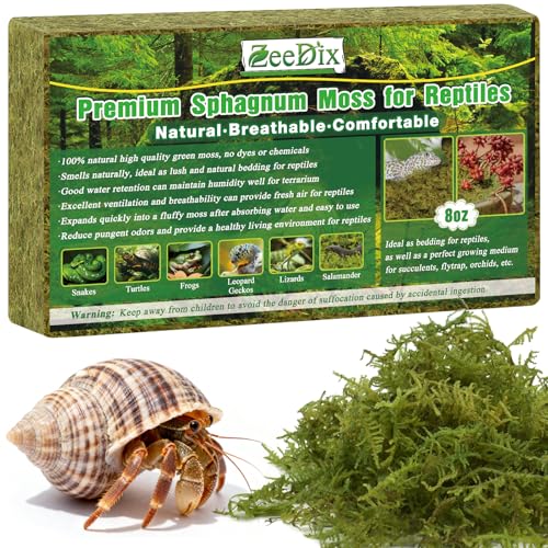 ZeeDix 220g Moos für Terrarium & Pflanzen, Reptilien Moos Terrarien Moosstreu für Leopardgeckos/Echsen/Schlangen/Schildkröten/Frösche, Sicher mit Atmungsaktivität
