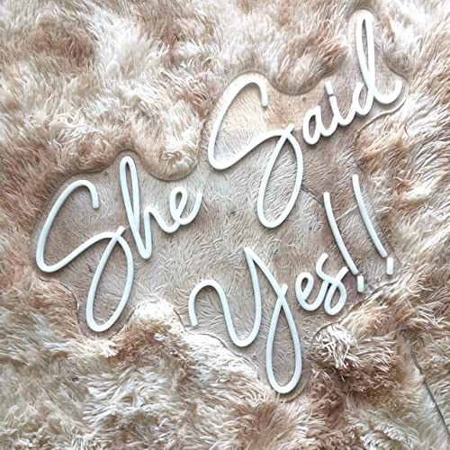 Image of Large She Said Yes Neon Sign 23x16.3 inch Warm White for Wedding Proposal Party, Wall Decor, Flex Led Neon Light Signs for engagement party, Wedding Decoration, Romantic Neon Sign gift