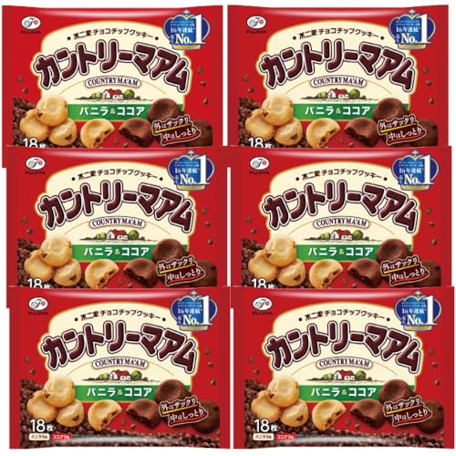不二家 チョコチップクッキー カントリーマアム (バニラ・ココア) 18枚入×6袋 DBOX 個包装