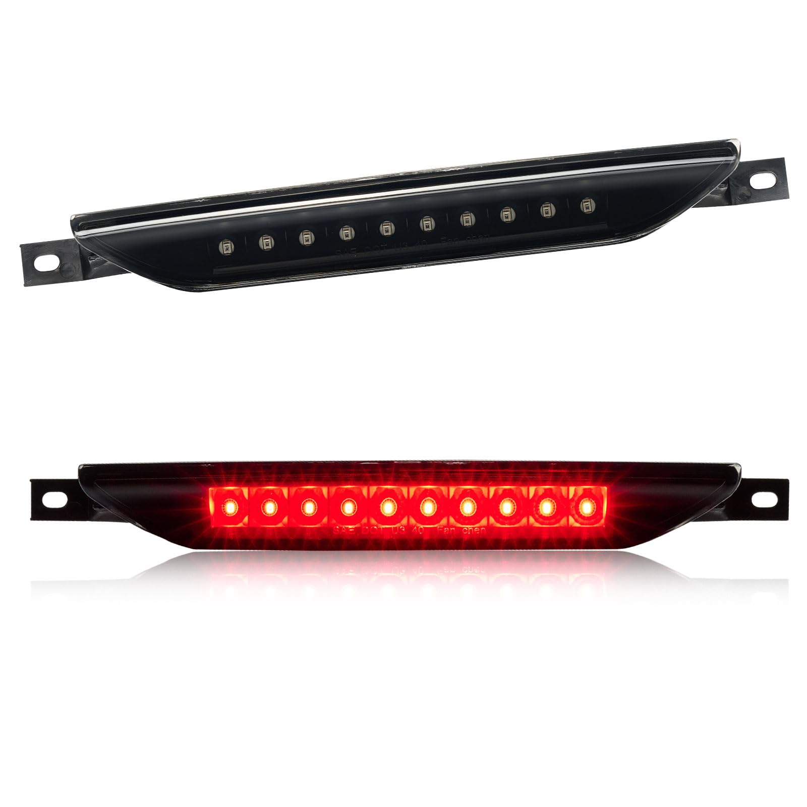 Third 3rd Brake Light LED for 2011-2017 Jeep Grand Cherokee/Dodge Durango, High Mount Rear Brake Lights Assembly for 2007-2016 Jeep Compass, Waterproof Center Cab Lamp Stop Light (Black)