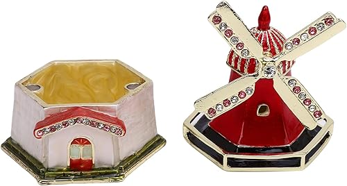 Miniatura 2 de Tyenaza Windmill Joyero, caja de baratija esmaltada, anillo y collar, organizador de joyas, caja de recuerdo para mujer